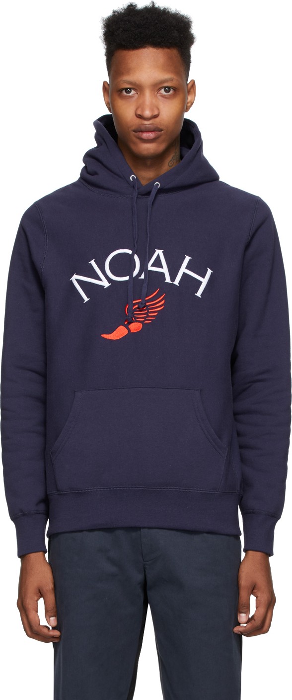 Noah NYC Navy Winged Foot Hoodie