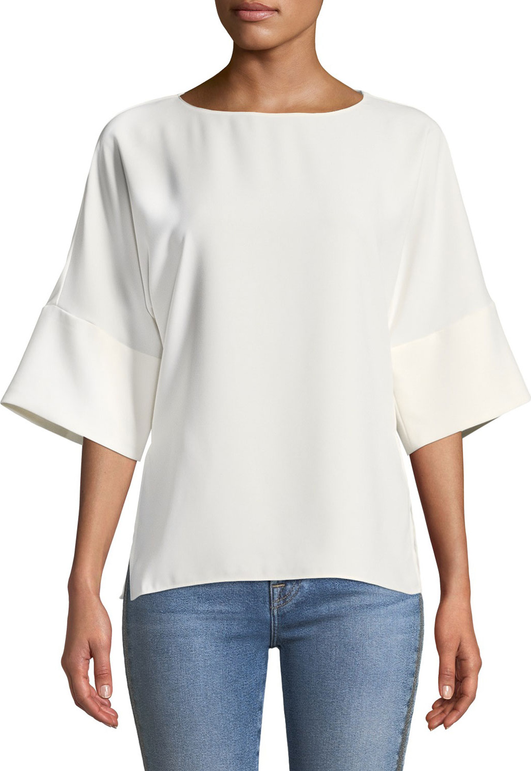 Amanda Uprichard Finch Short-Sleeve Crewneck Top