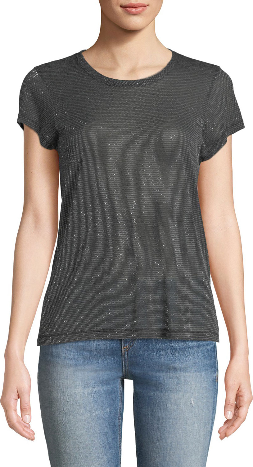 Rag & Bone Dawson Crewneck Short-Sleeve Metallic Jersey Tee