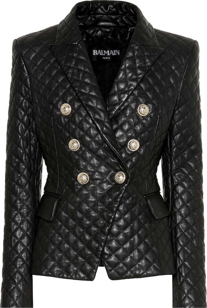 Balmain Quilted leather blazer