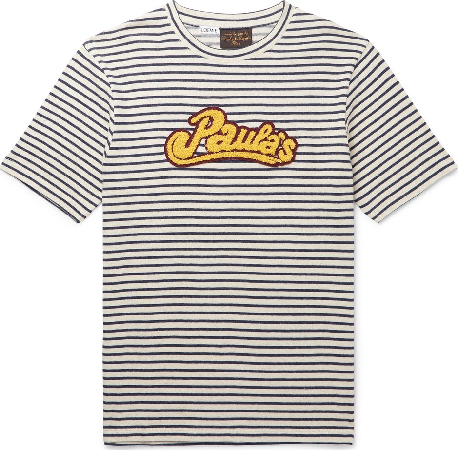 LOEWE + Paula's Ibiza Logo-Appliquéd Striped Cotton T-Shirt