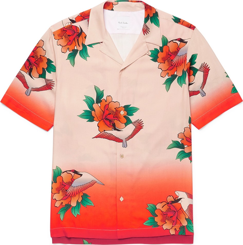 Paul Smith Camp-Collar Printed Tencel and Linen-Blend Shirt