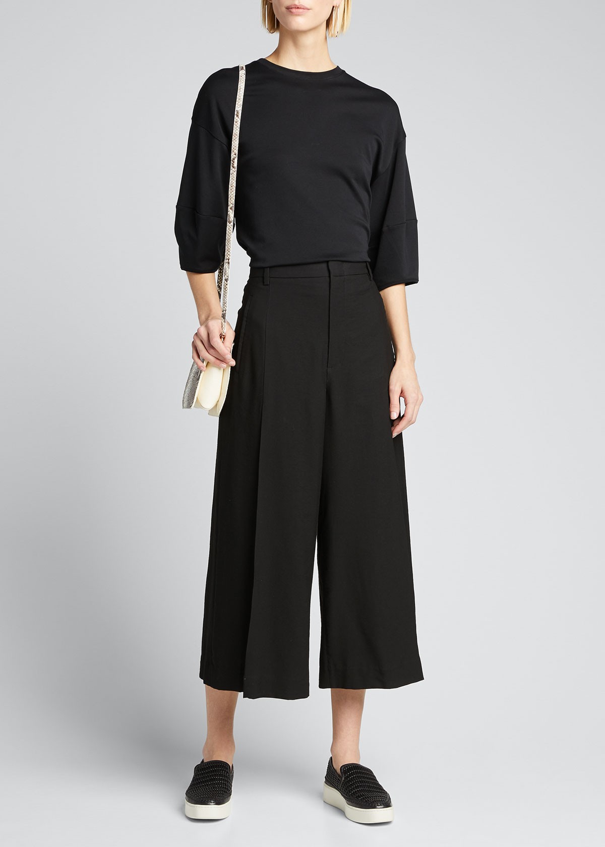 Vince Crewneck 3/4 Puff-Sleeve Tee