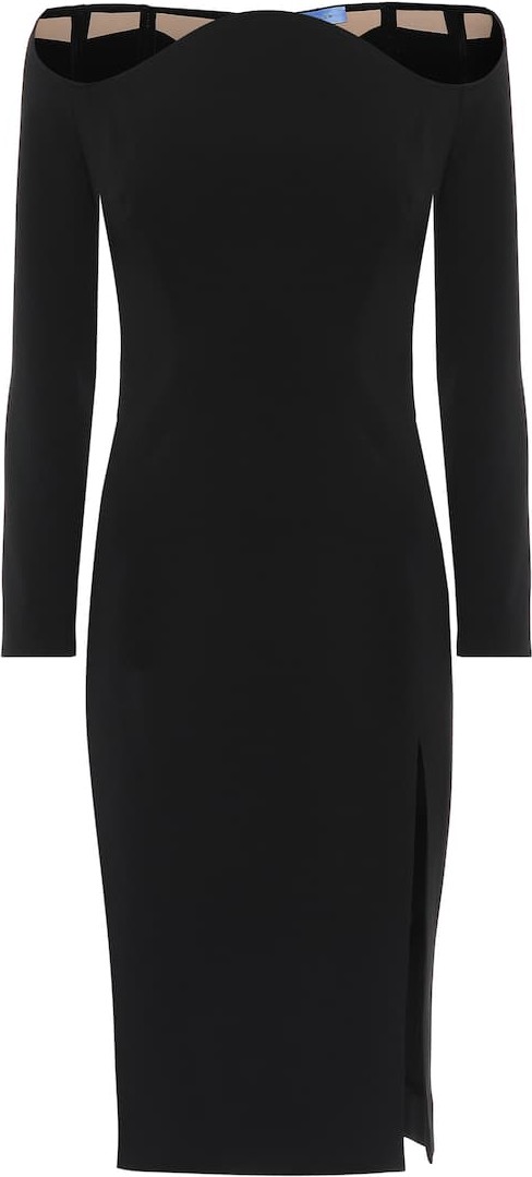 Mugler Off-the-shoulder crêpe midi dress