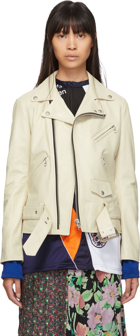 Junya Watanabe Off-White Leather Motorcycle Jacket
