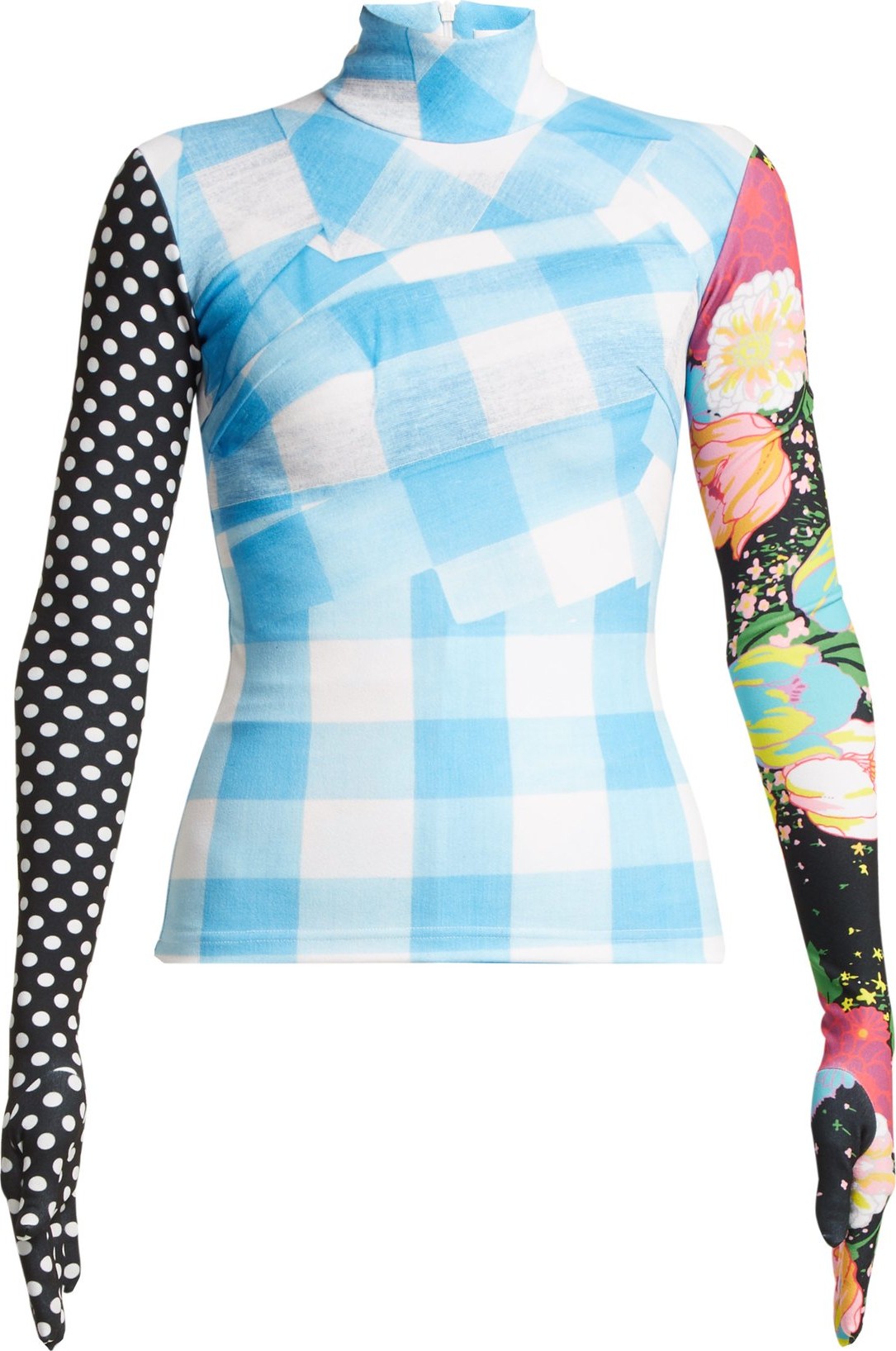 Richard Quinn Contrasting-print high-neck top