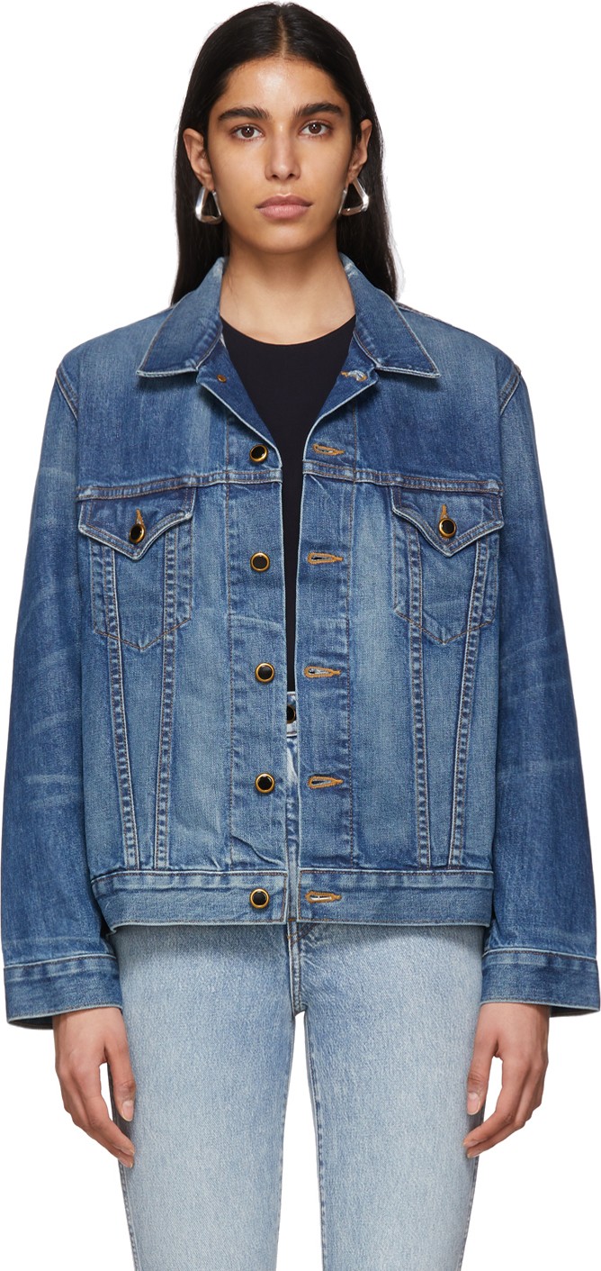 Khaite Blue Denim Oversized Cate Jacket