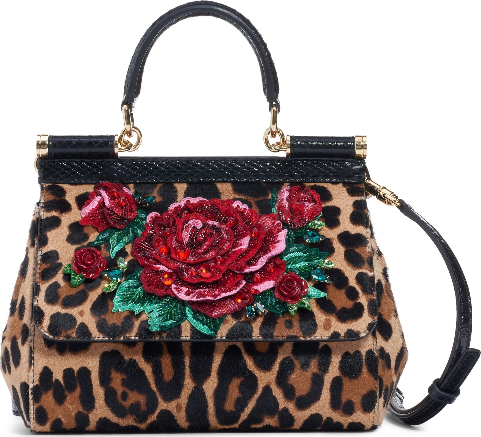 Dolce & Gabbana Small Miss Sicily Genuine Calf Hair & Snakeskin Satchel
