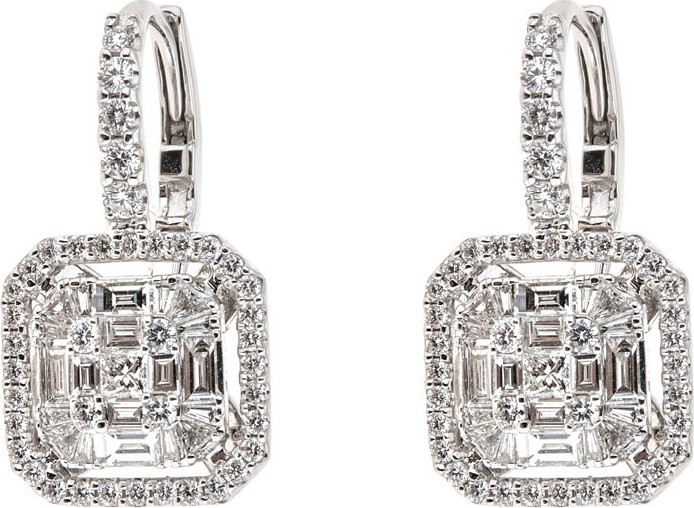 ZYDO Mosaic 18k White Gold Diamond Drop Earrings, 0.45tcw