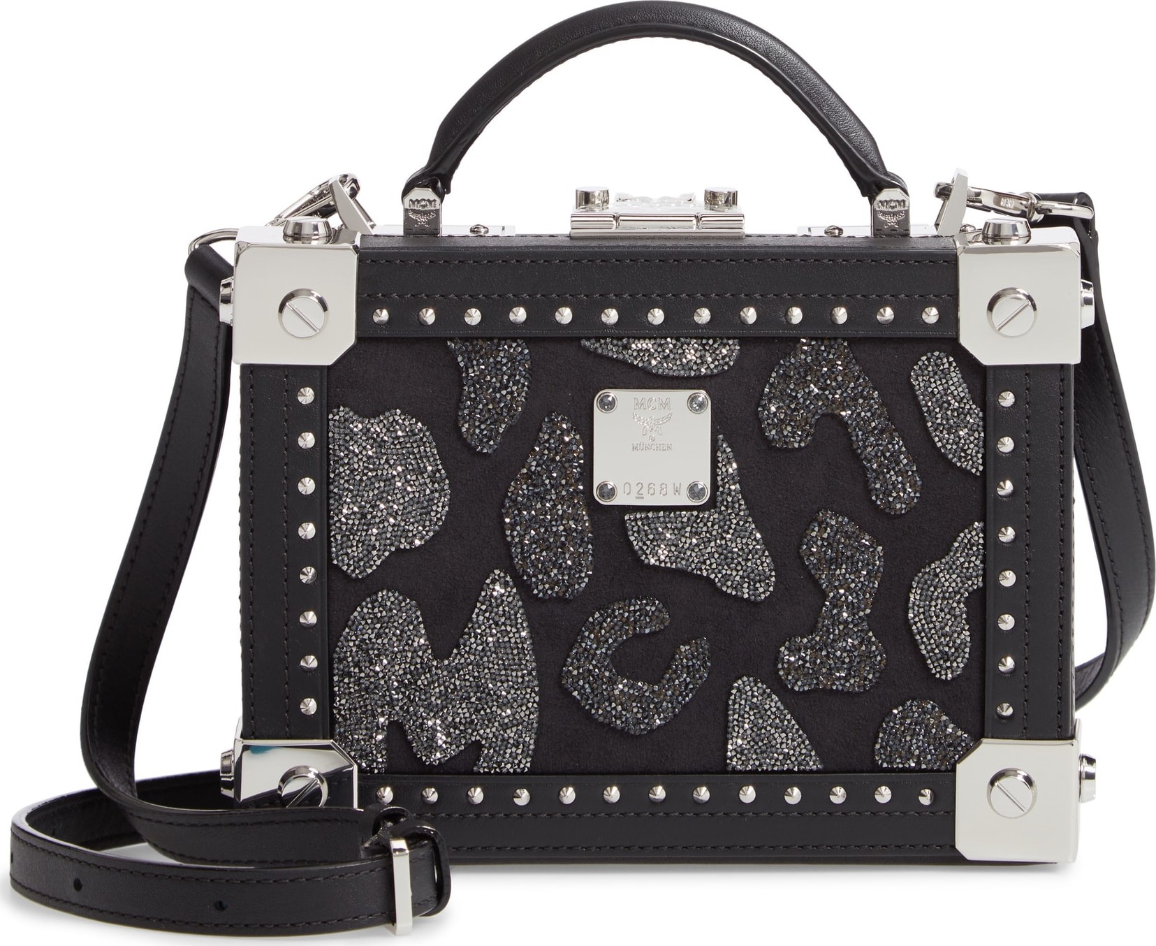 MCM Berlin Leopard Spot Crystal Leather Crossbody Bag