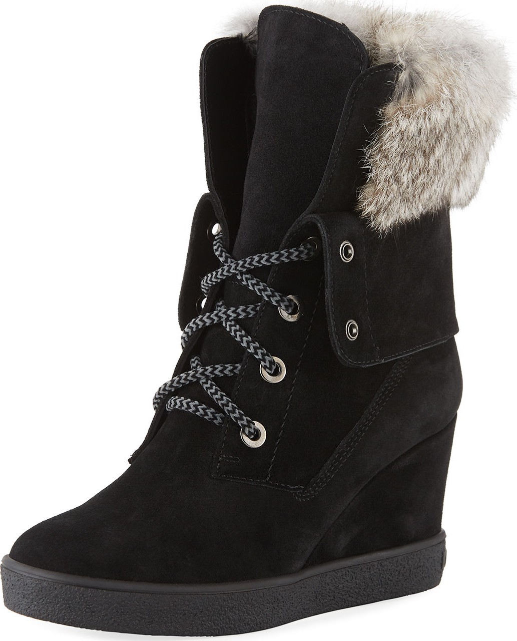 Aquatalia Cordelia High Wedge Boots w/ Fur Trim