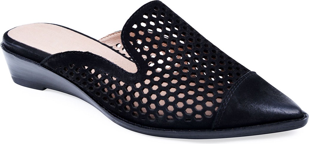 Bettye Muller Cara Perforated Leather Mules, Black