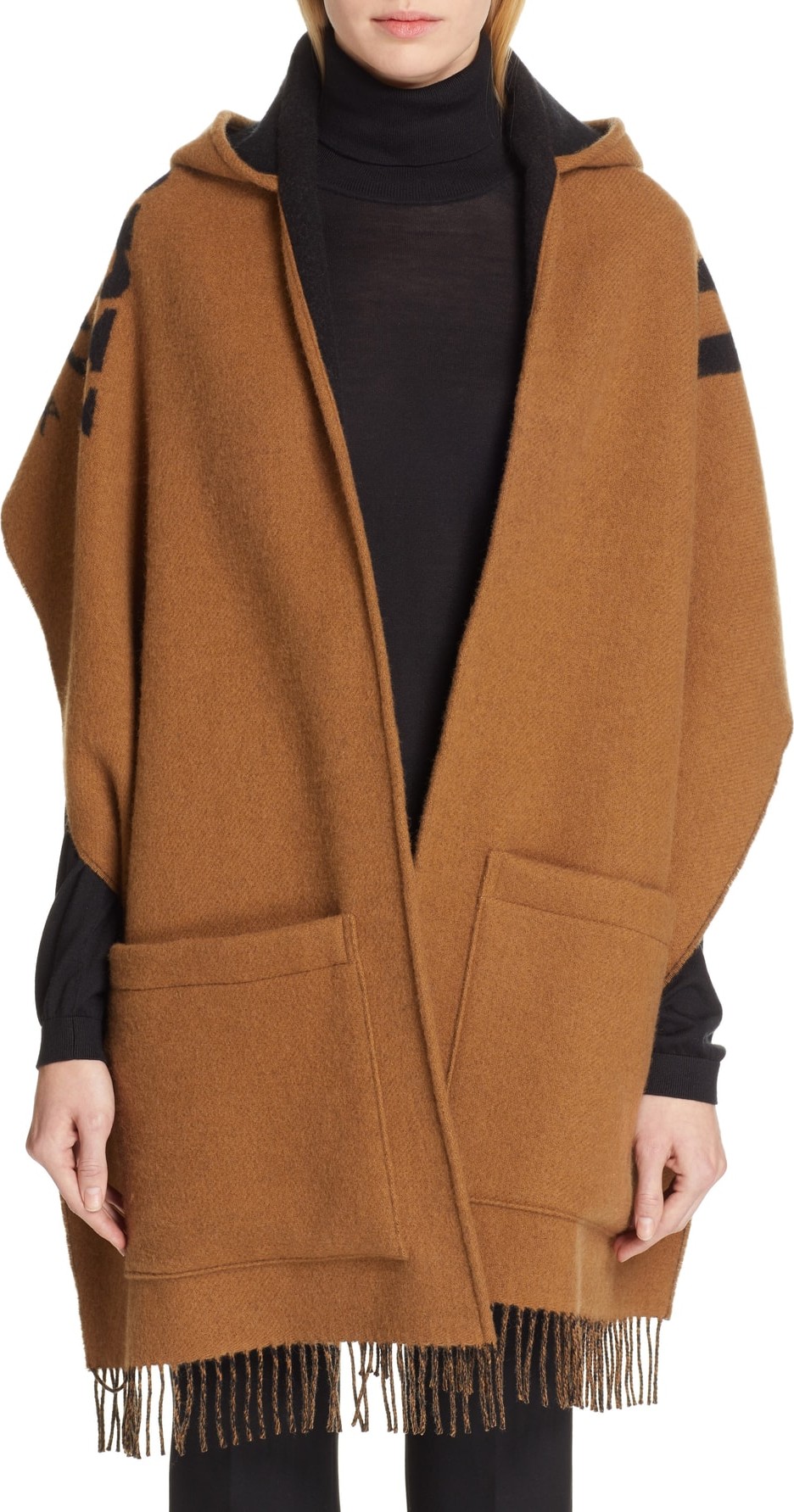 Burberry London England Vintage Logo Wool & Cashmere Hooded Wrap