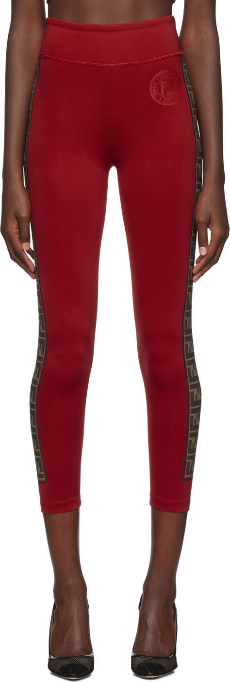 Fendi Red FF 'Roma' Stamp Leggings