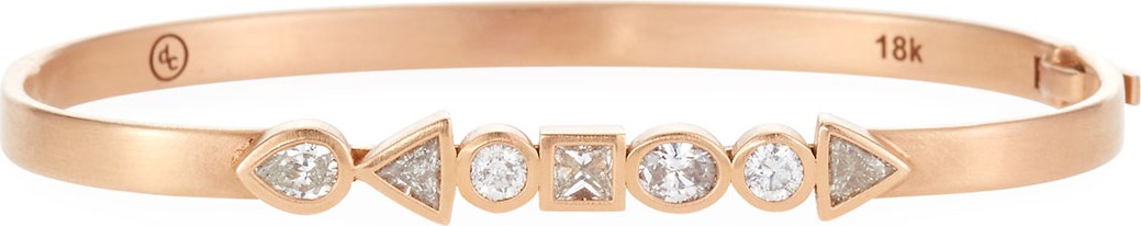Dominique Cohen 18k Rose Gold Mixed-Shape Diamond Hinged Huggie Bangle Bracelet