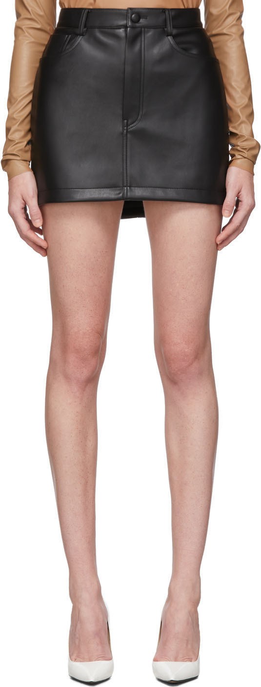 We11done Black Faux-Leather Miniskirt