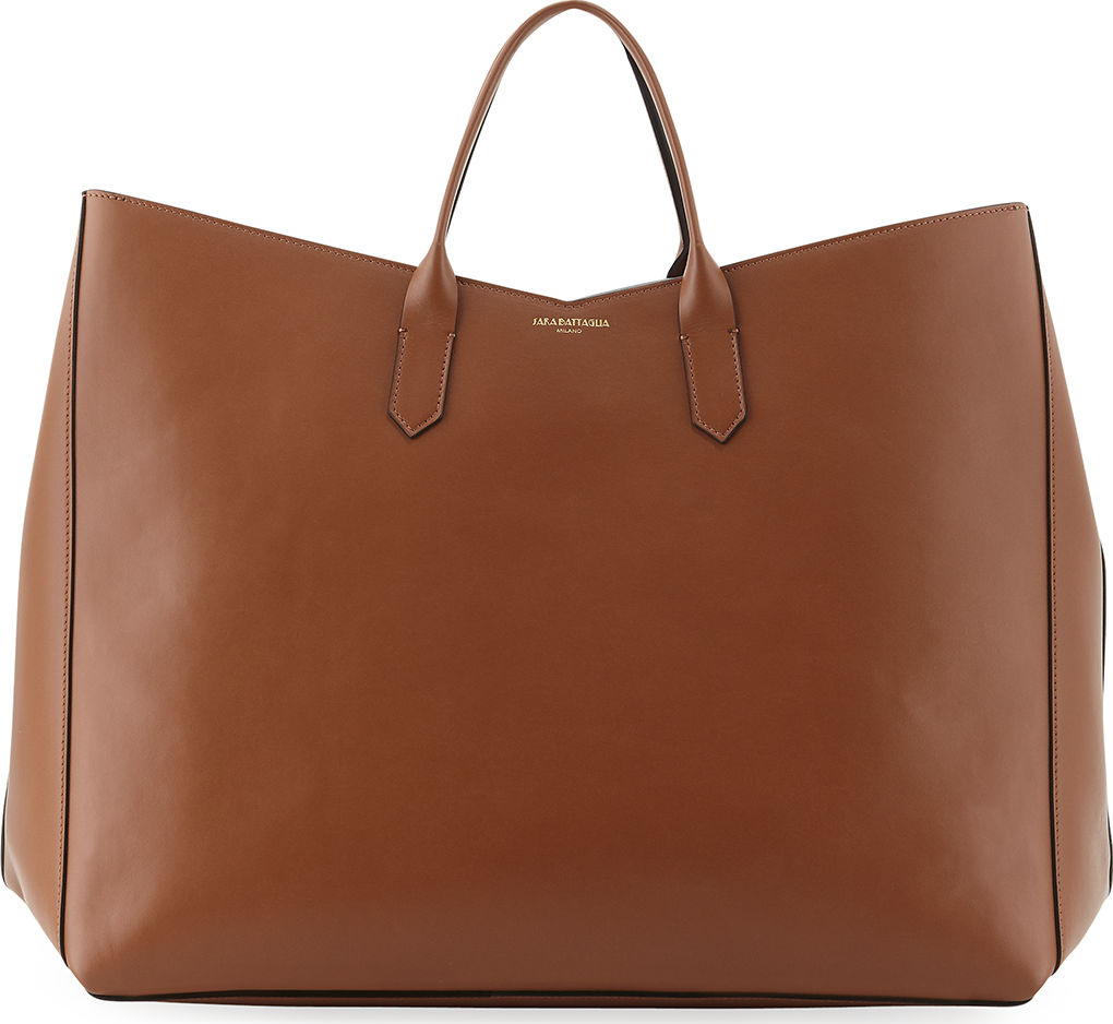 Sara Battaglia Vertical Leather Tote Bag