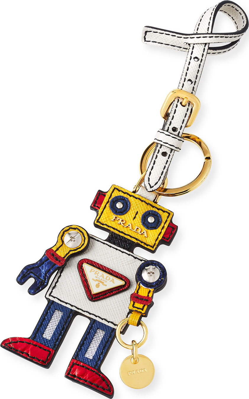 Prada Boy Robot Mirror Charm, White/Yellow (Talco/Mimosa)