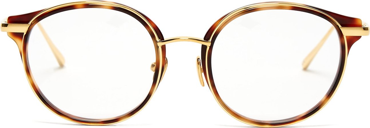 Linda Farrow Round-frame titanium glasses