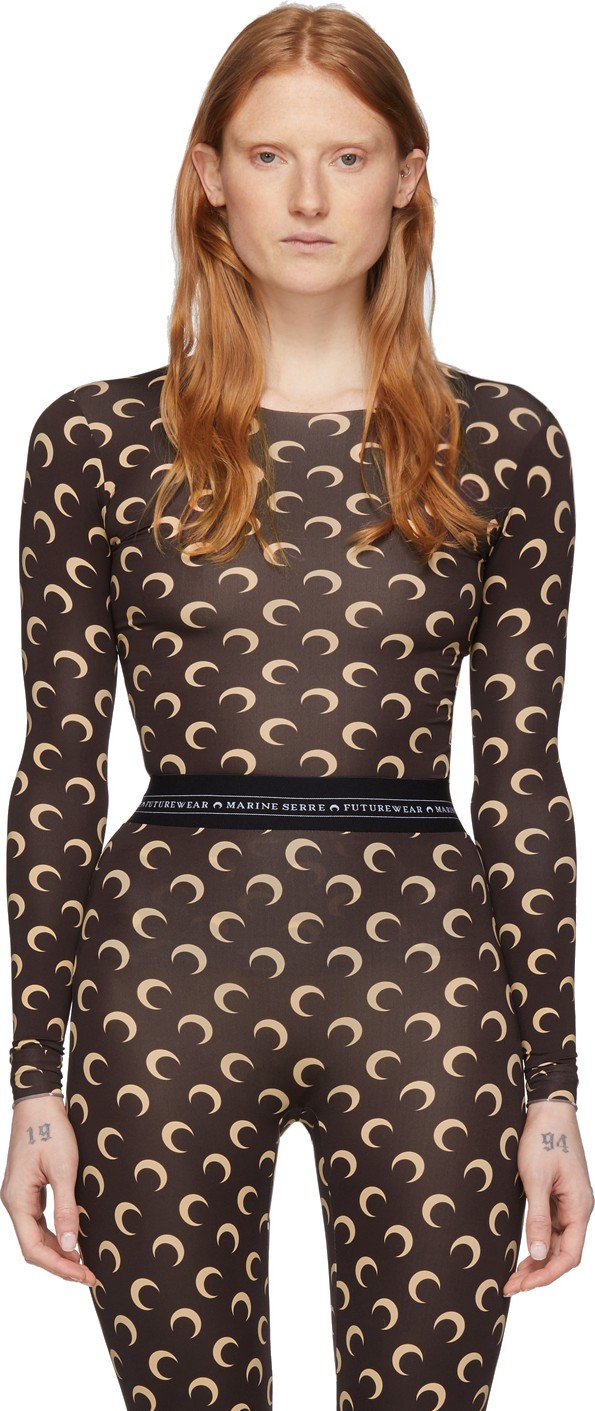 Marine Serre Brown All Over Moon Long Sleeve T-Shirt