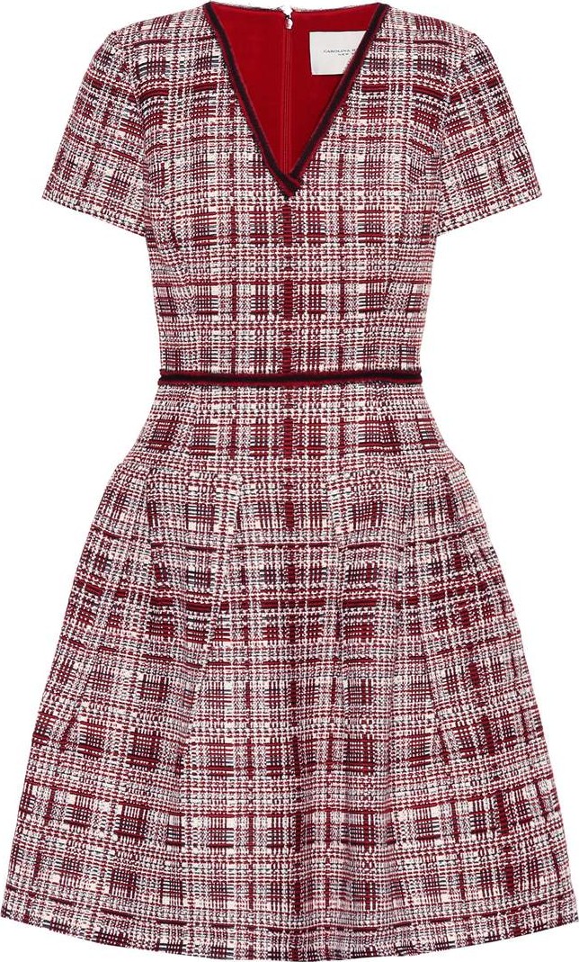 Carolina Herrera Plaid flared knit dress