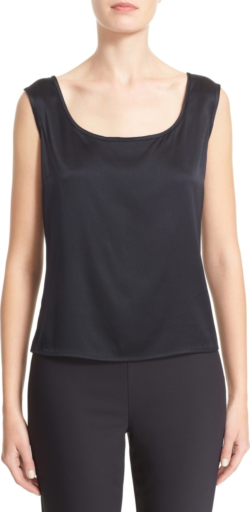 St. John Liquid Satin Round Neck Shell