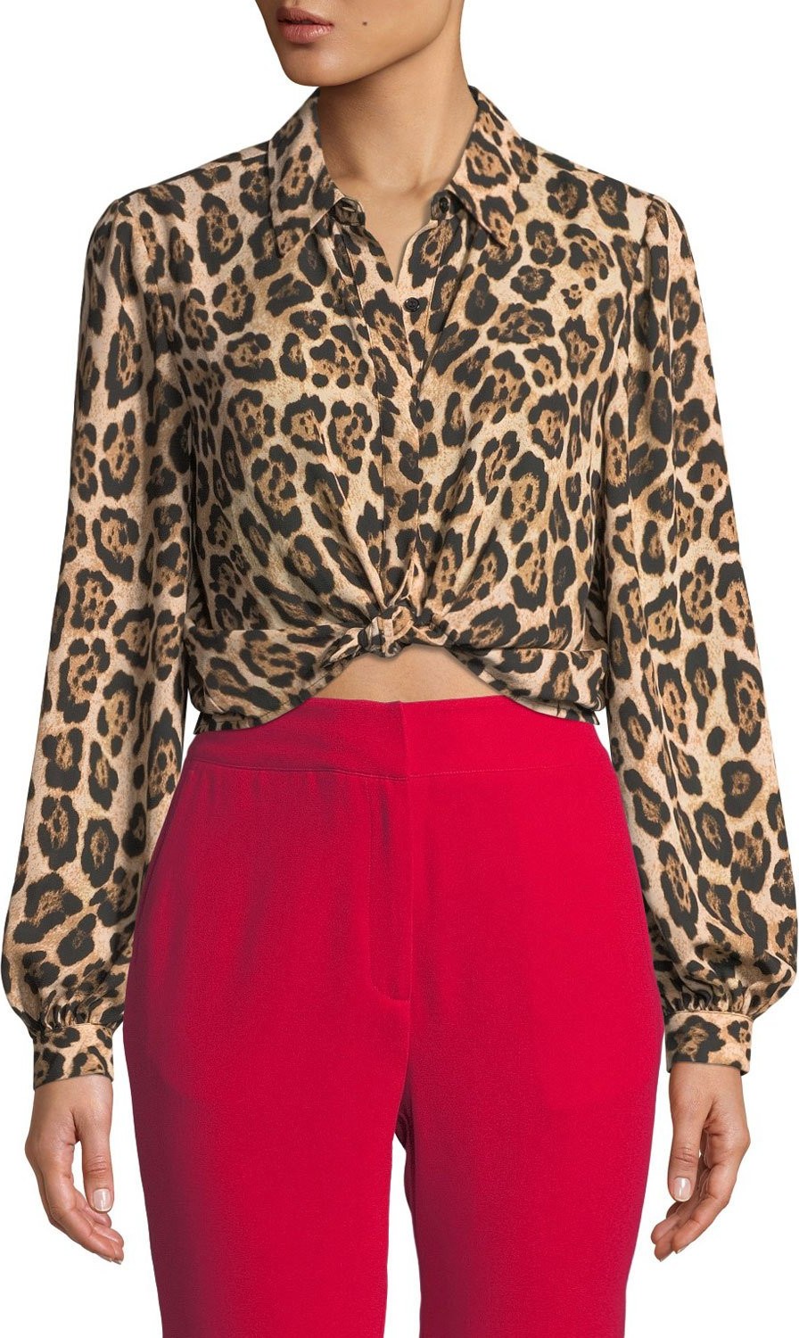 Marled by Reunited Button-Down Leopard-Print Cropped Blouse