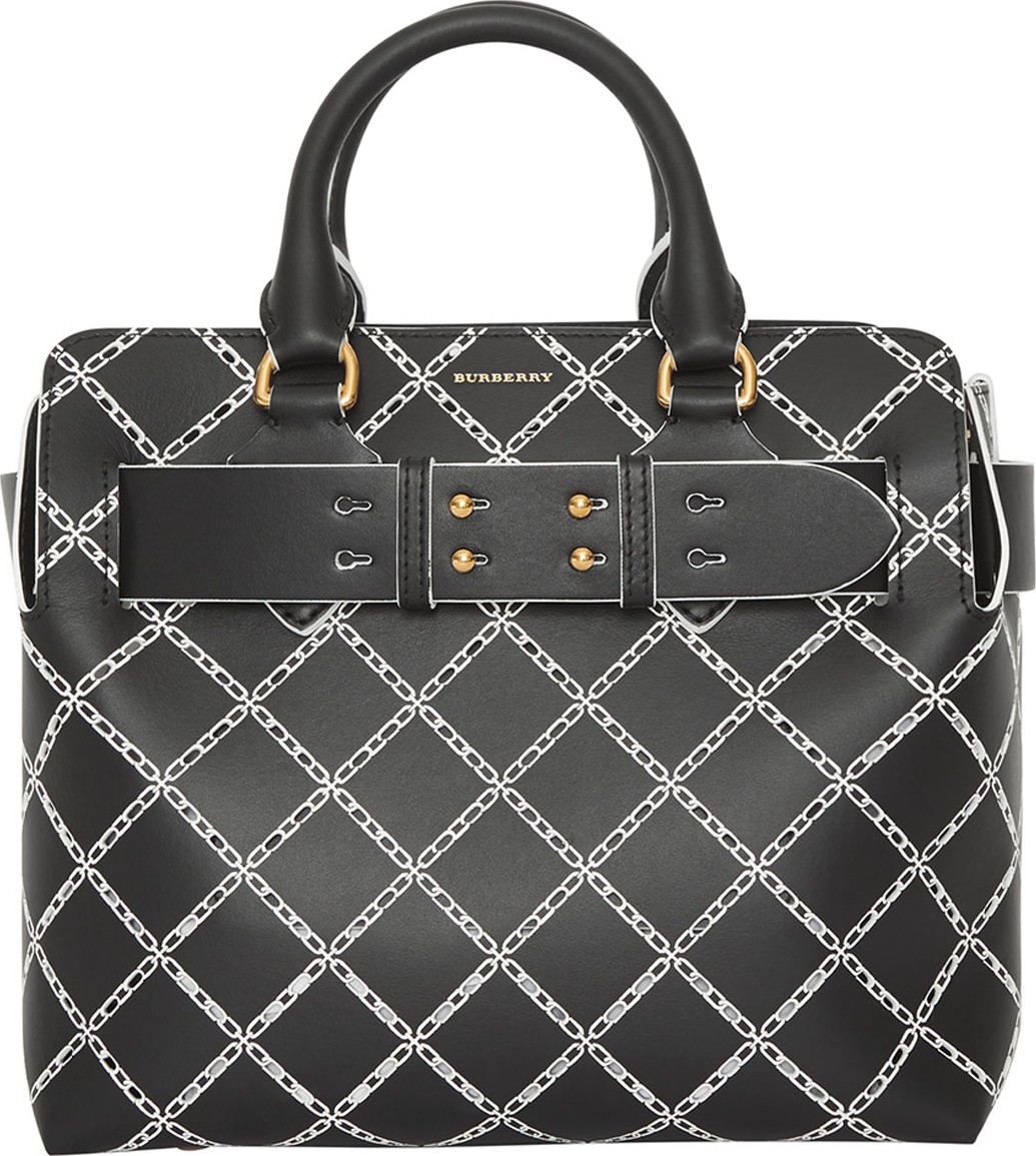 Burberry London England Small Belted Perforated Satchel Bag