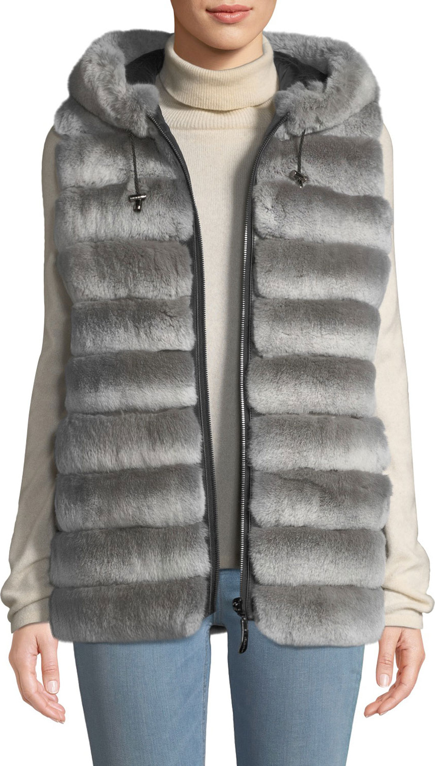 Belle Fare Reversible Fur Vest w/ Hood