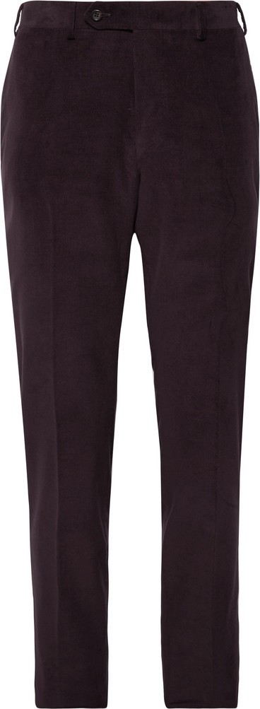 Canali Aubergine Kei Slim-Fit Cotton-Blend Corduroy Suit Trousers
