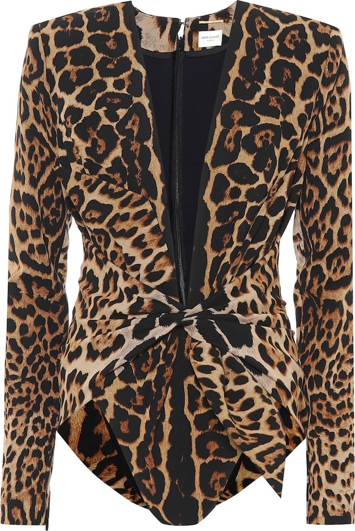 Saint Laurent Leopard silk bodysuit