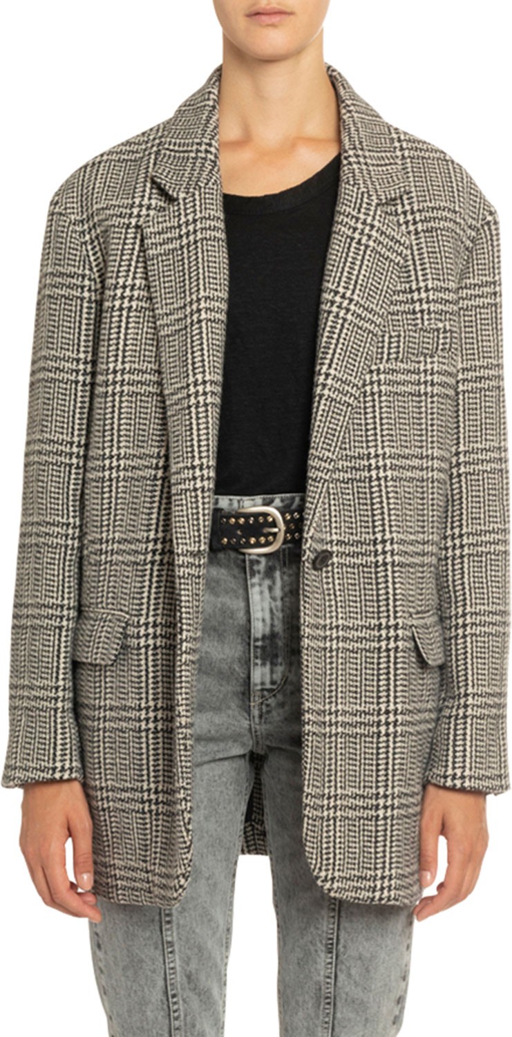 Isabel Marant Etoile Ondine Plaid Single-Button Jacket