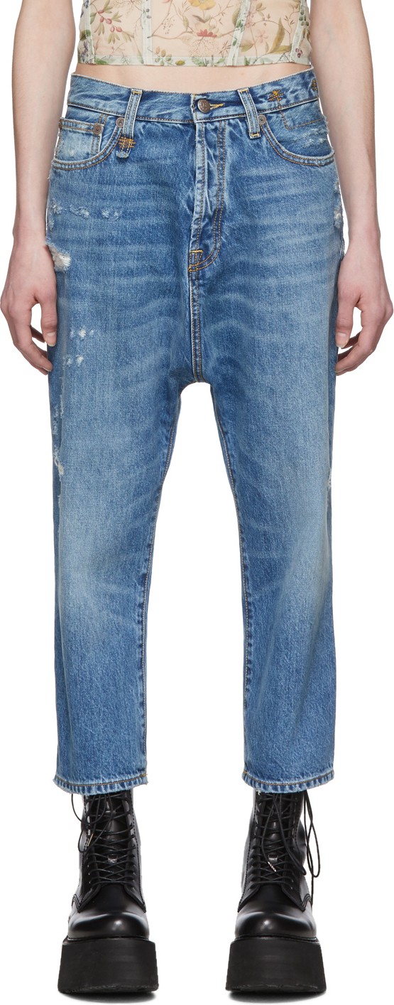 R13 Blue Tailored Drop Jeans