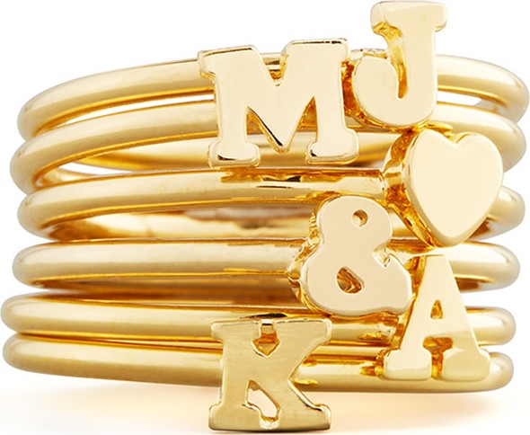 Sarah Chloe Gold Stackable Initial Ring