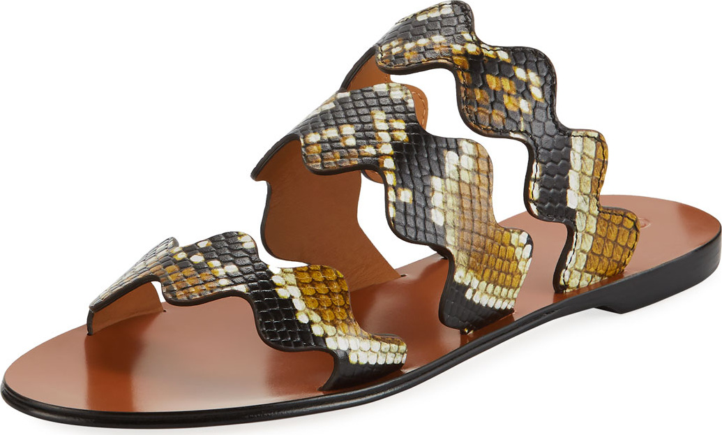Chloe Flat Wave Scalloped Slide Sandals