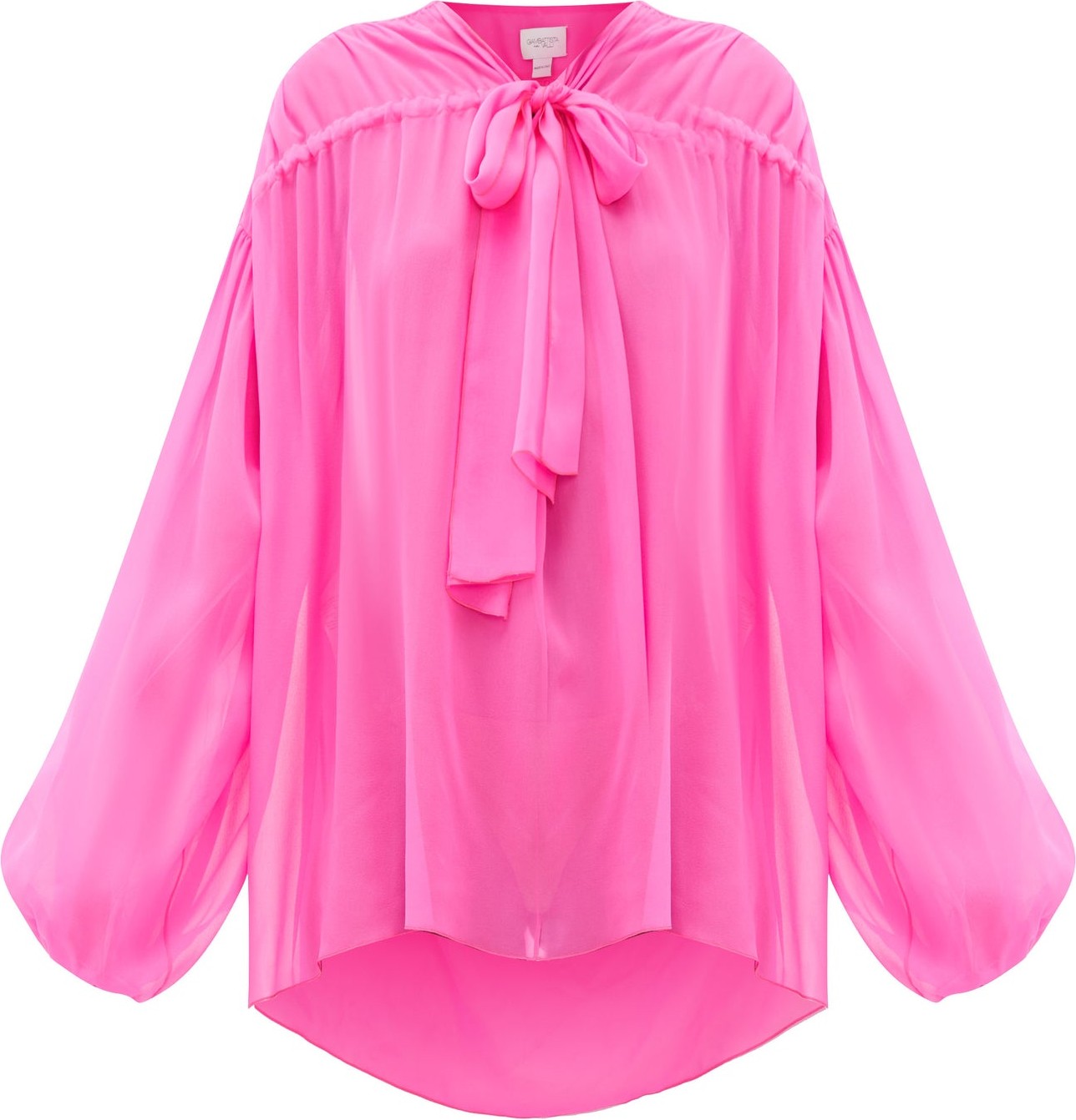 Giambattista Valli Balloon-sleeve tie-front silk-georgette blouse