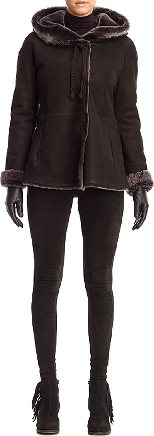 Gorski Shearling Lamb Parka Jacket with Braided Necktie Gorski Shearling Lamb Parka Jacket with Braided Necktie