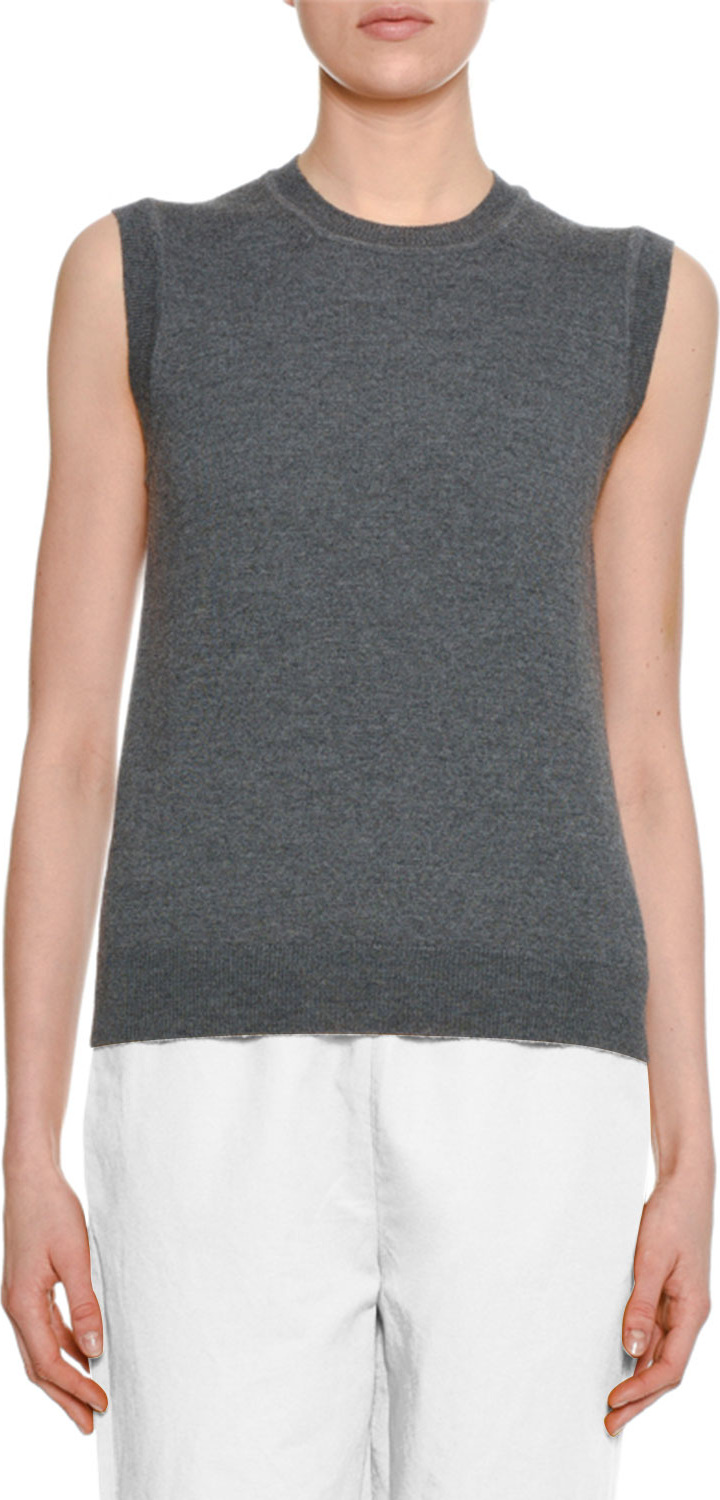 Marni Sleeveless Wool Sweater w/ Silk Printed Back