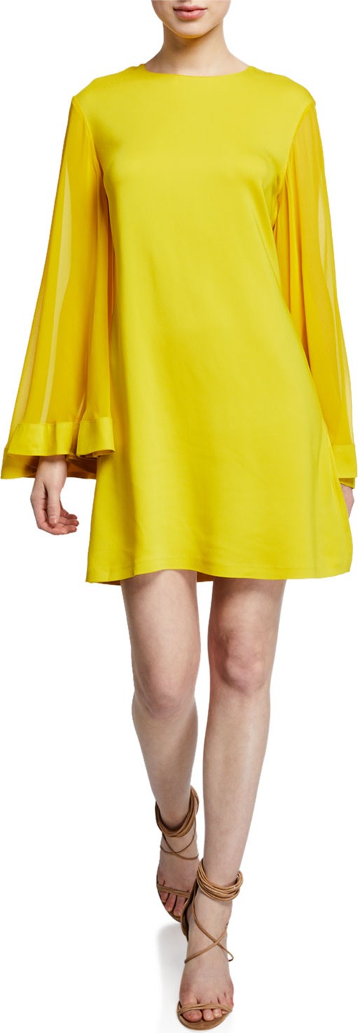 Sachin & Babi Goldie Jewel-Neck Long-Sleeve Cocktail Dress