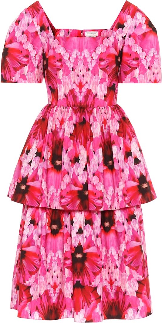 Alexander McQueen Floral cotton-poplin midi dress