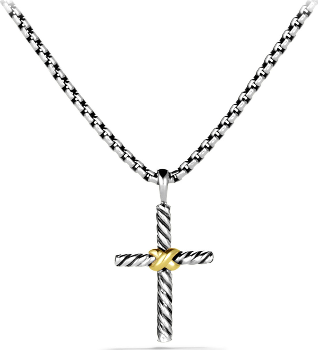 David Yurman Petite X Cross with Gold on Chain