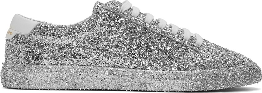 Saint Laurent Silver Glitter Andy Sneakers