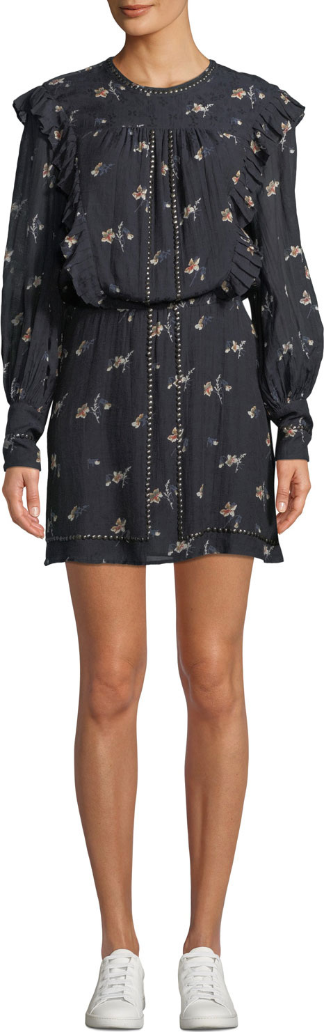 Joie Owena Long-Sleeve Floral Blouson Dress