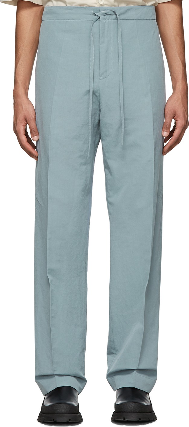 Jil Sander Blue Straight Cropped Trousers