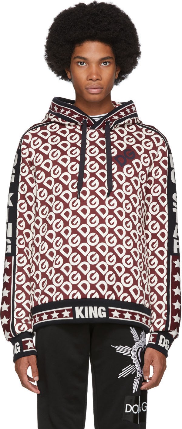 Dolce & Gabbana Burgundy 'DG King' Hoodie