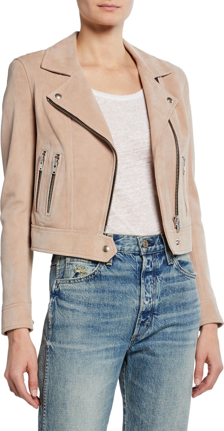 IRO Dembey Cropped Suede Moto Jacket
