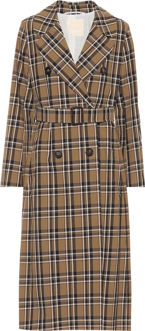Max Mara Finanza plaid cotton trench coat