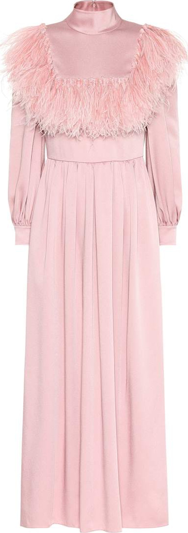 Valentino Feather-trimmed cady gown