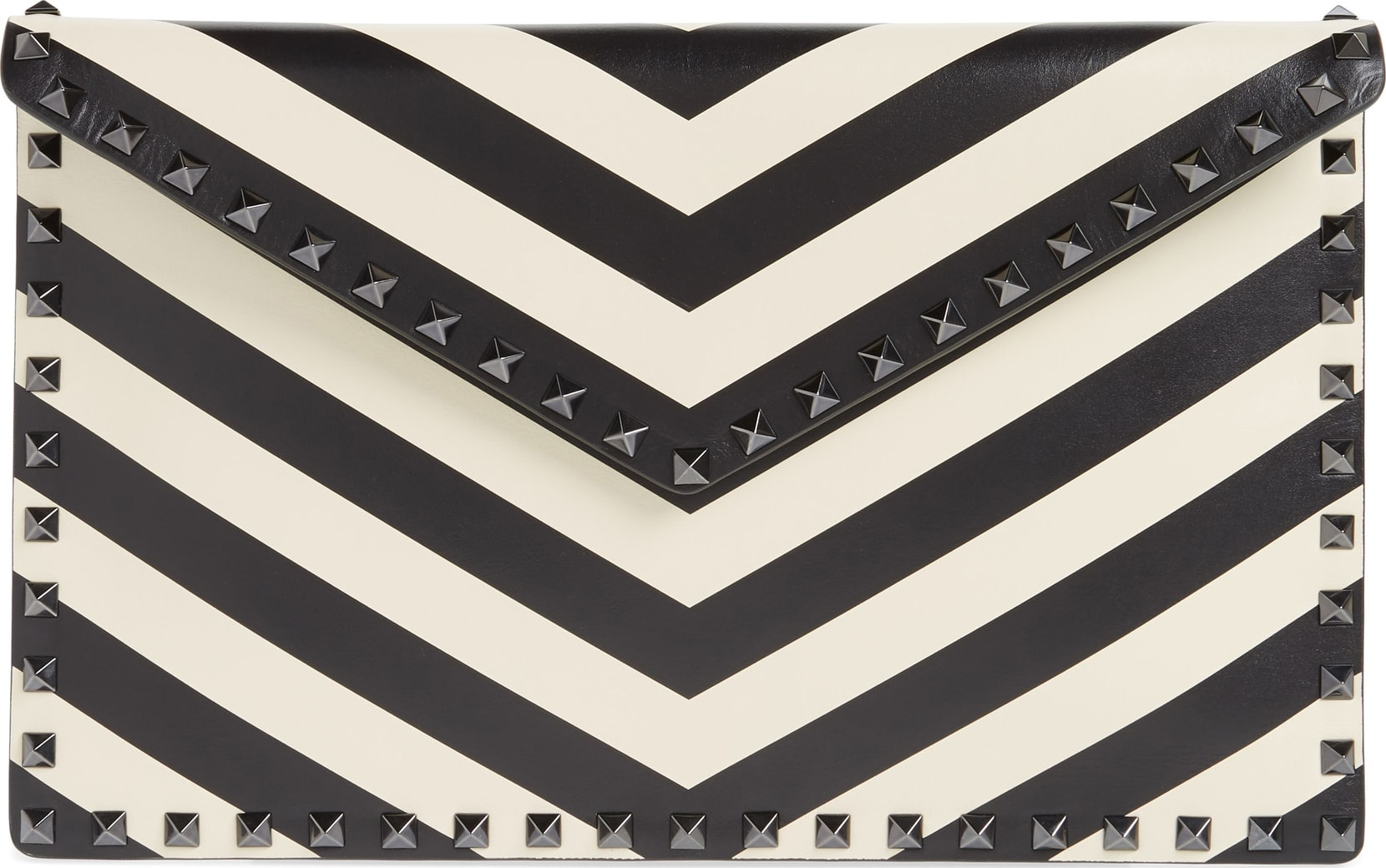 Valentino Rockstud Chevron Calfskin Leather Pouch