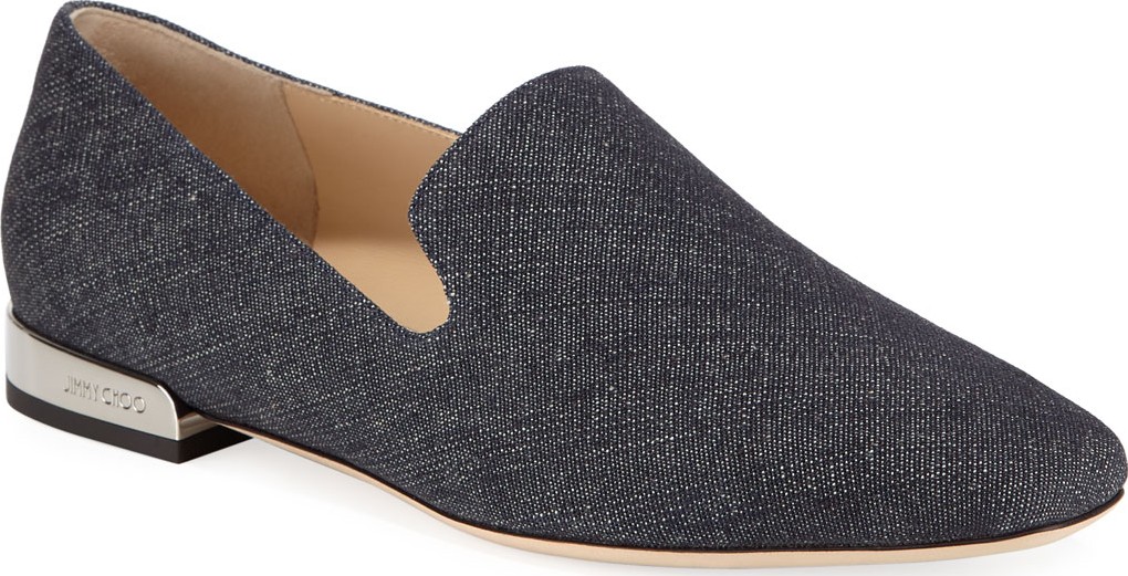 Jimmy Choo Jaida Metallic-Heel Loafer Flats